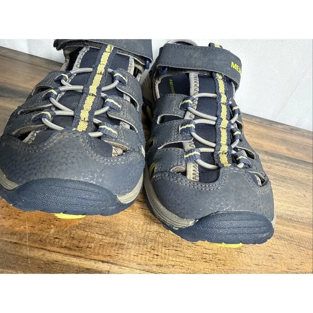 Merrell Hydro H2O Shoes Size 7 Big Kid Youth Blue Yellow Closed Toe Sandals GUC